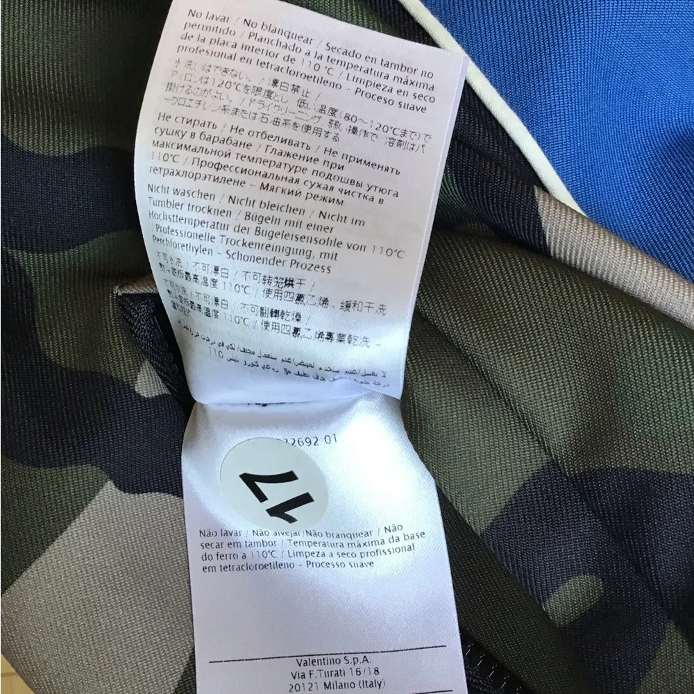 Valentino NWT Camo Jacket with Blue‎ Contrast Detailing Full Zip Army